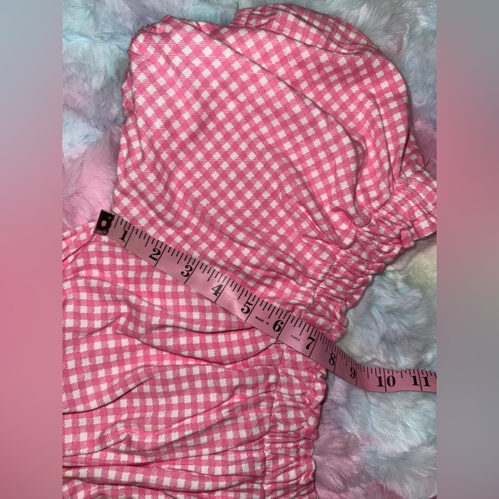 ❤️🔥EUC 100% Cotton Chic Pink Checkered Cropped Blouse - Picture 11 of 12